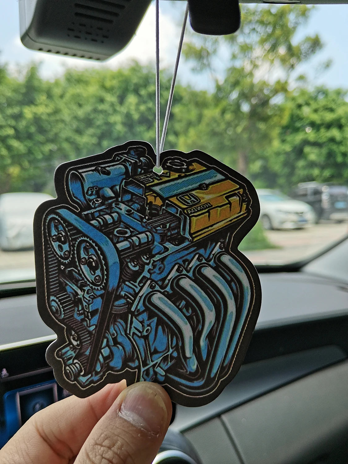 High Quality Recycle Auto Paper Hanging Modified Parts Car Air Freshener JDM Racing Style Rear View Mirrow Pendent Solid Paper