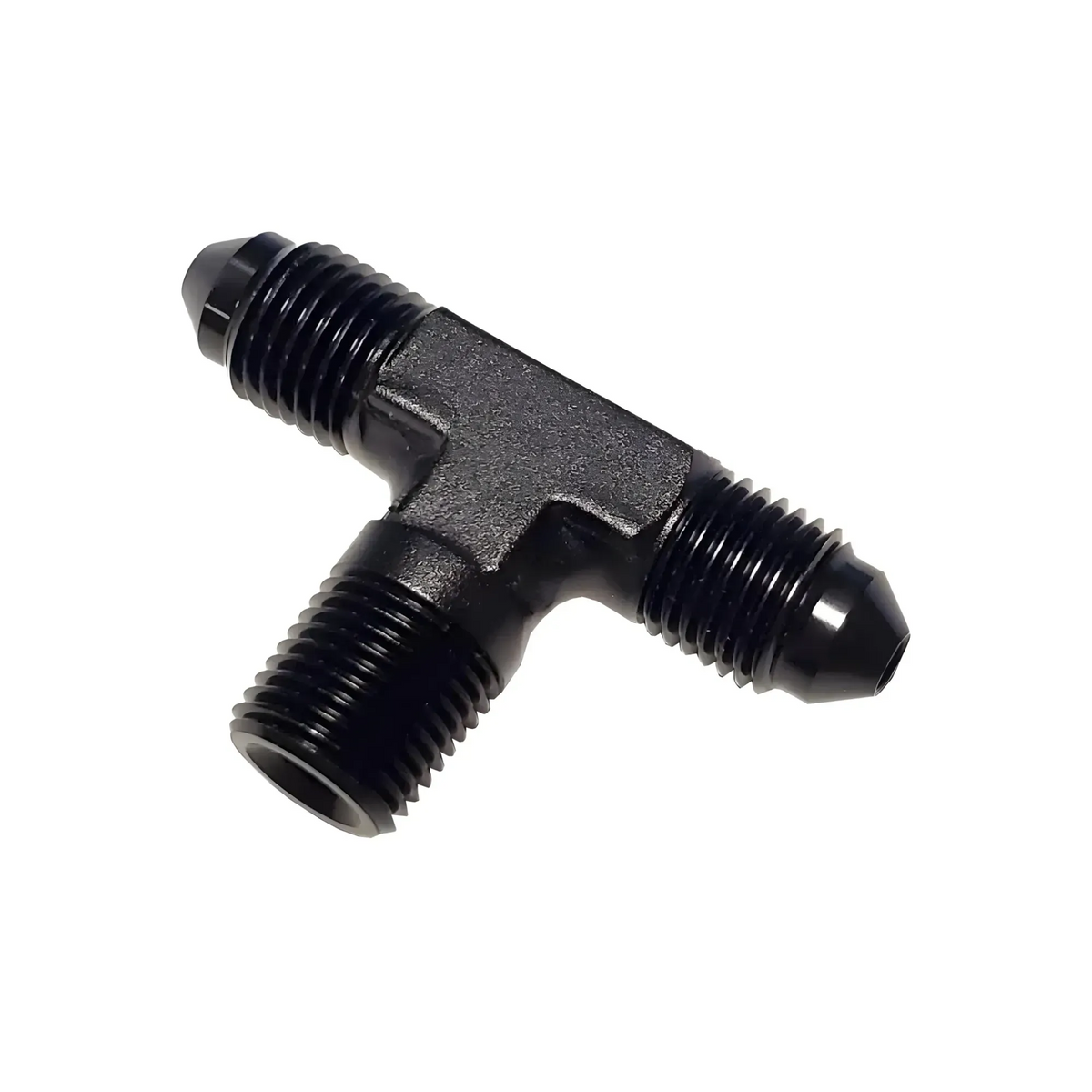 Nitrous Outlet 1/8" NPT x 3AN x 3AN Branch Tee Fitting - Male/Male/Male (BLACK)