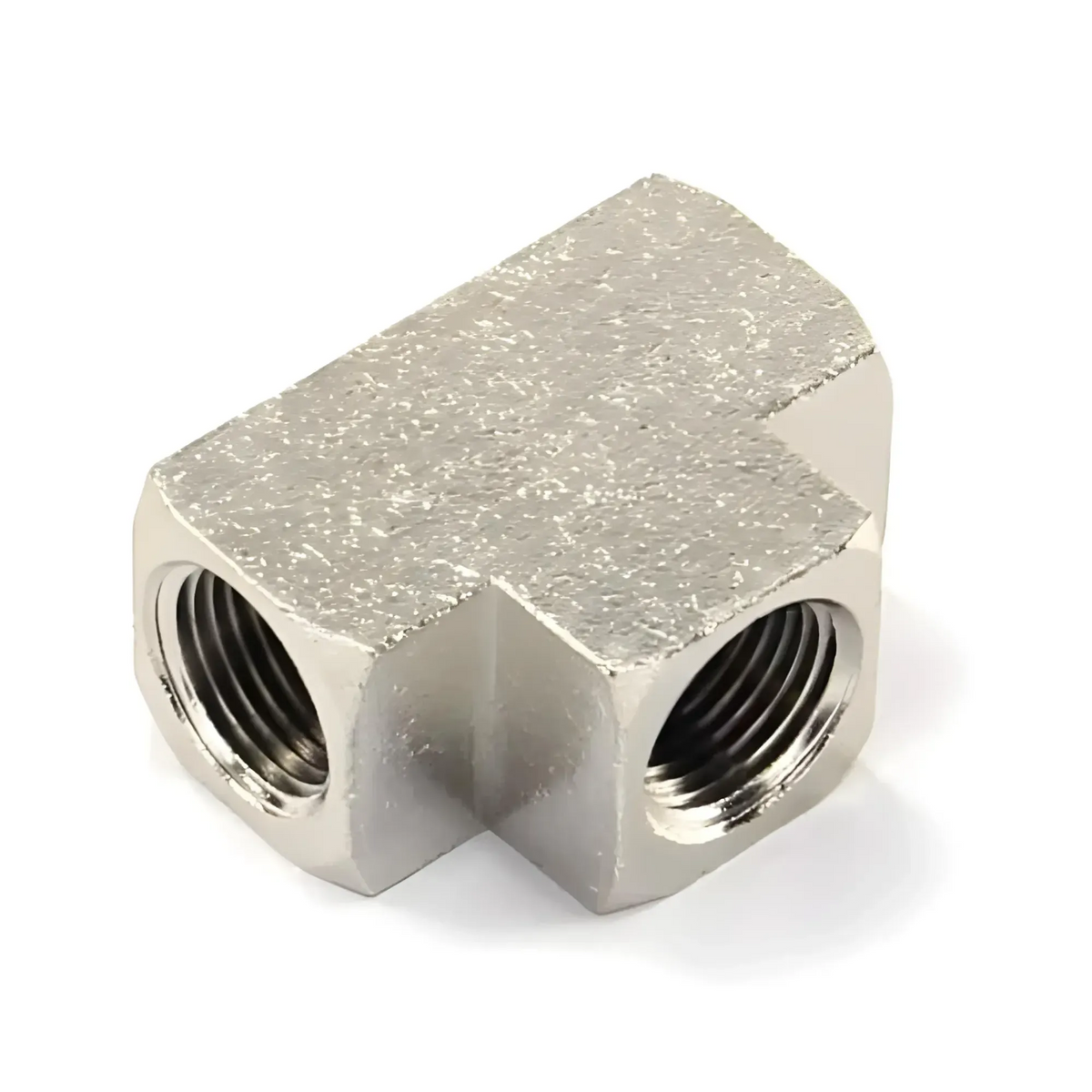 Nitrous Outlet 3/8" NPT x 3/8" NPT x 3/8" NPT Tee Fitting - Female/Female/Female (Flat Bar Stock)