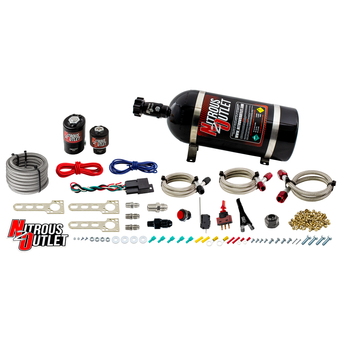 Nitrous Outlet Ford 1987-1998 Mustang All EFI Single Nozzle System - Gas/E85 (5-55psi)(35-200HP)(12lb Bottle)