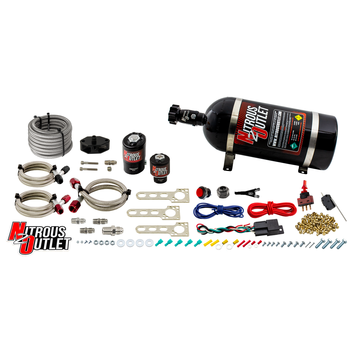 Nitrous Outlet Ford 1999-2004 Mustang 4.6L 2V, Cobra 4.6L 4V, Lightning 5.4L 2V EFI Single Nozzle System - Gas/E85 (5-55psi)(35-200HP)(No Bottle)