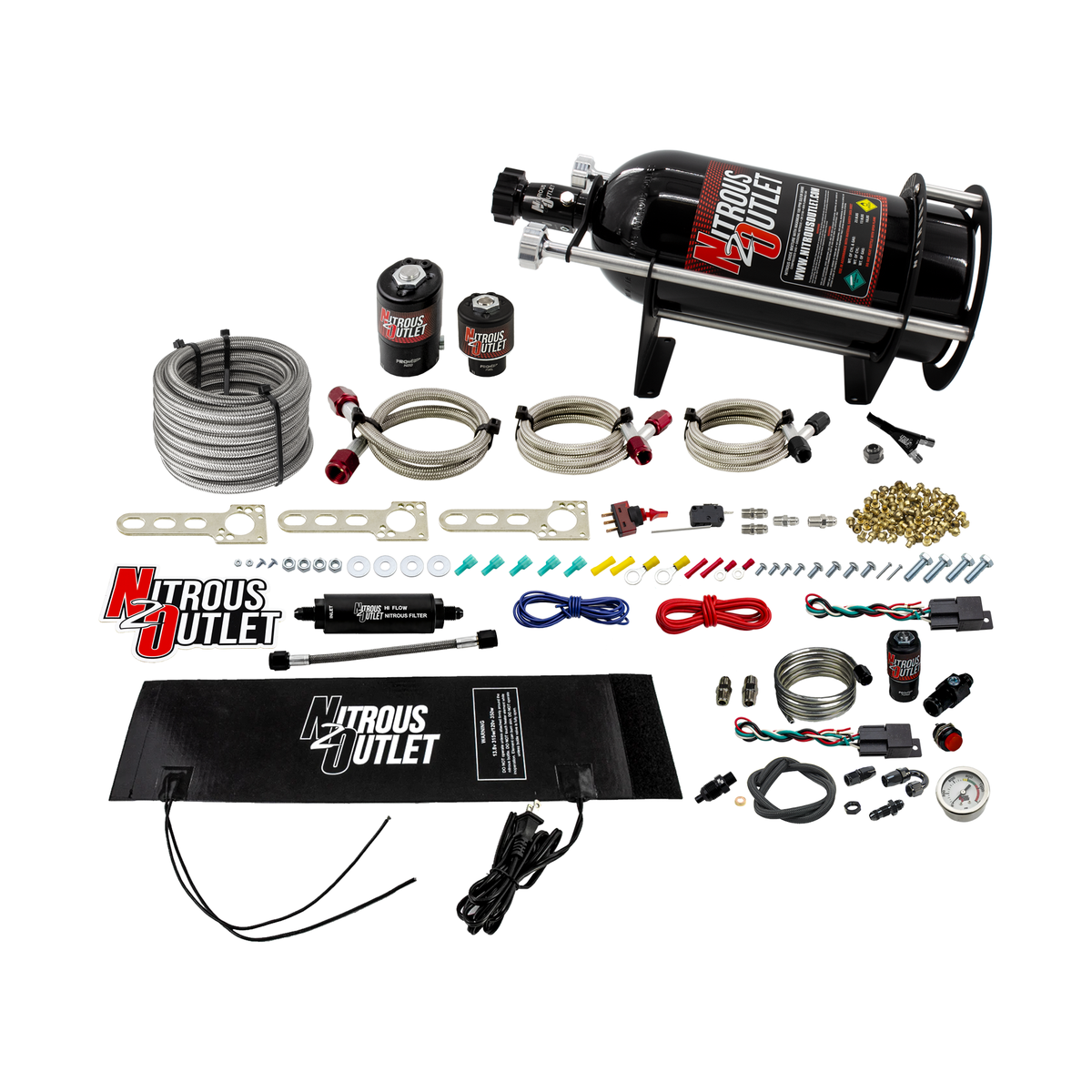 Nitrous Outlet Dodge EFI Single Nozzle System Package - Gas/E85 (5-55psi)(35-200HP)(10lb Bottle)