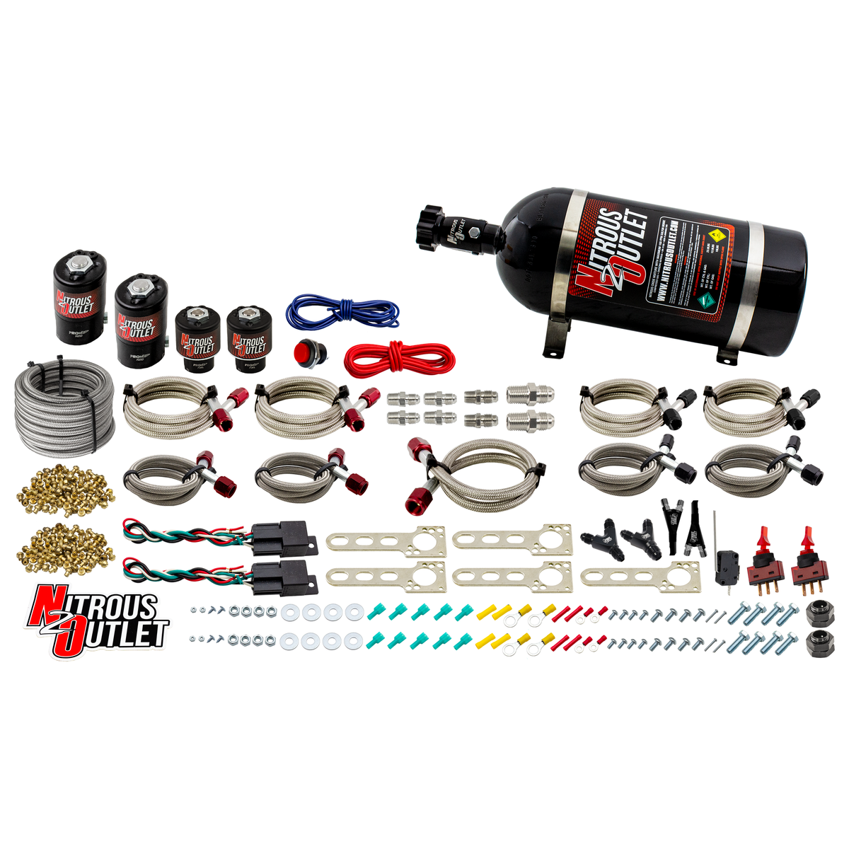 Nitrous Outlet Dodge EFI Dual Stage Single Nozzle System - Gas/E85 (5-55psi)(35-200HP)(12lb Bottle)