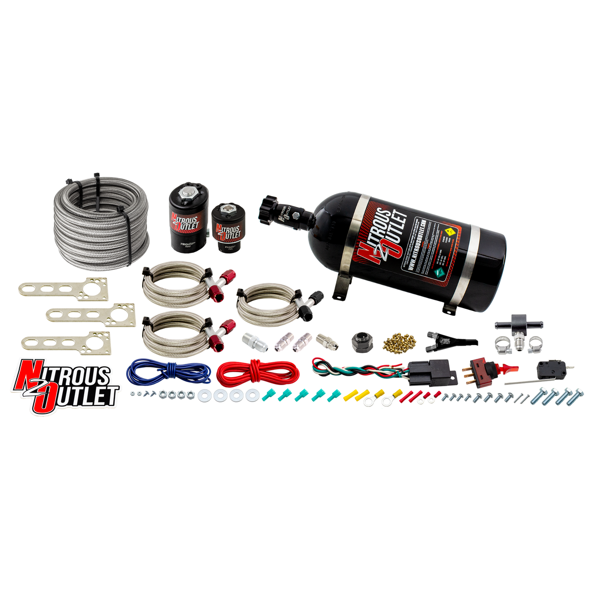 Nitrous Outlet Import EFI Single Nozzle System - Gas/E85 (5-55psi)(35-200HP)(15lb Bottle)