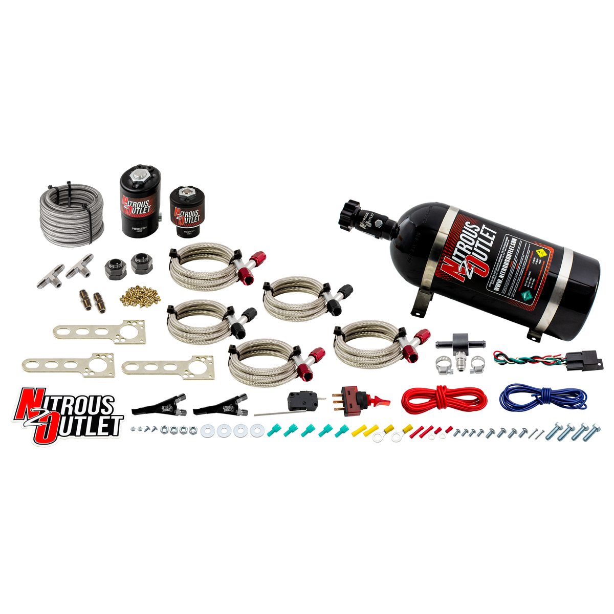 Nitrous Outlet Import EFI Dual Nozzle System - Gas/E85 (5-55psi)(70-200HP)(15lb Bottle)