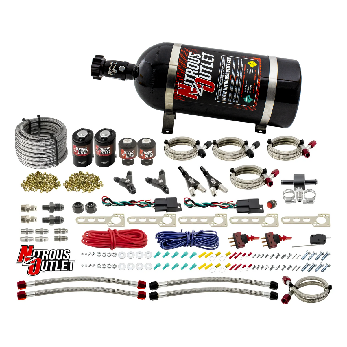 Nitrous Outlet Universal EFI Dual Stage Single Nozzle System - Gas/E85 (5-55psi)(35-200HP)(No Bottle)