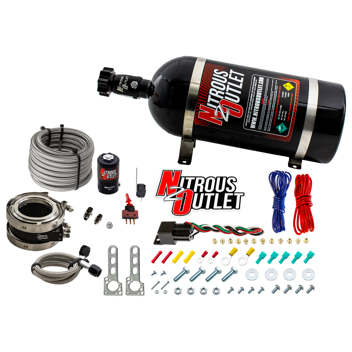 Nitrous Outlet Interspooler 3" Boosted Dry Nitrous Collar System (50-400HP)(15lb Bottle)