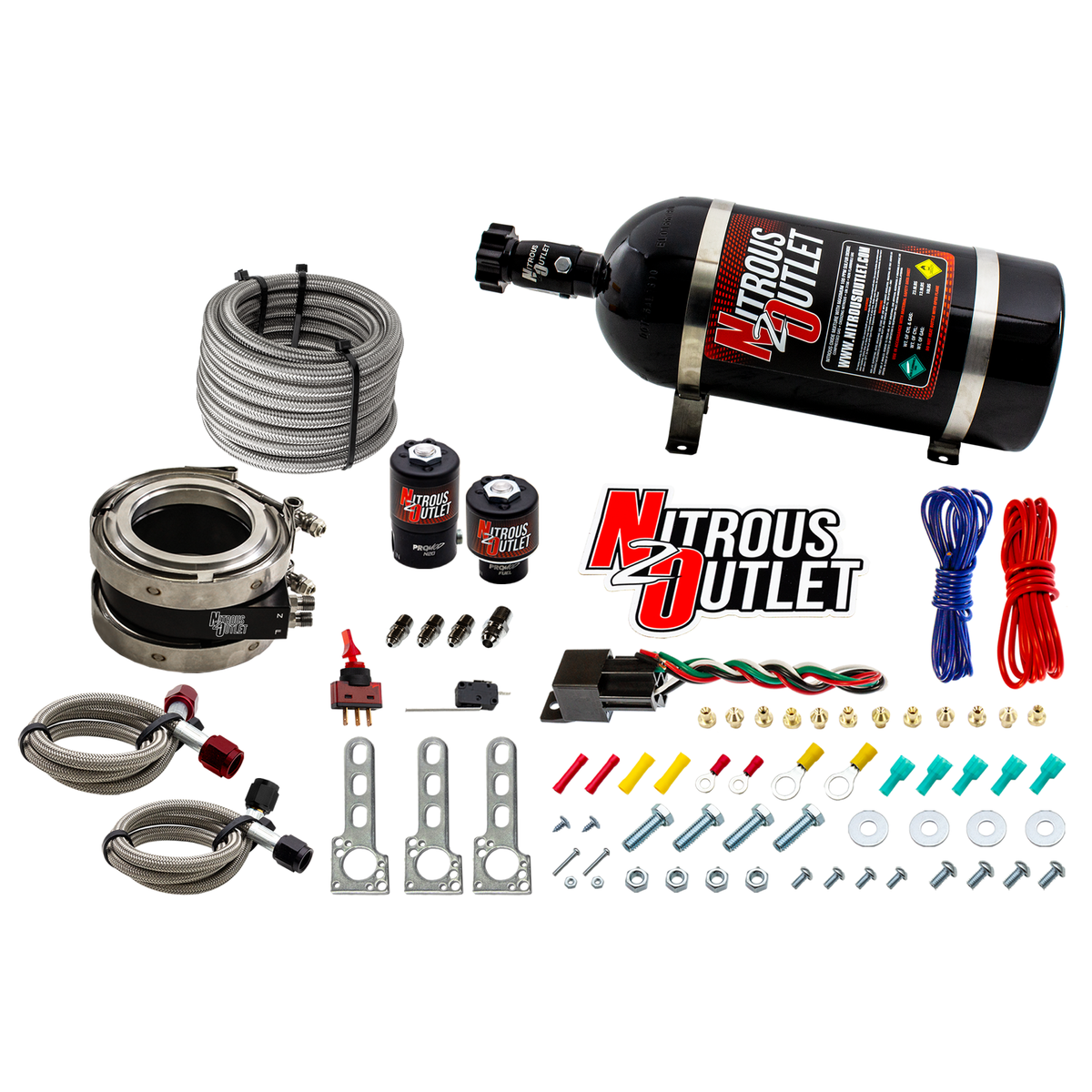 Nitrous Outlet Interspooler 4" Boosted Nitrous Collar System - Gas/E85 (45-55psi)(50-200HP)(15lb Bottle)