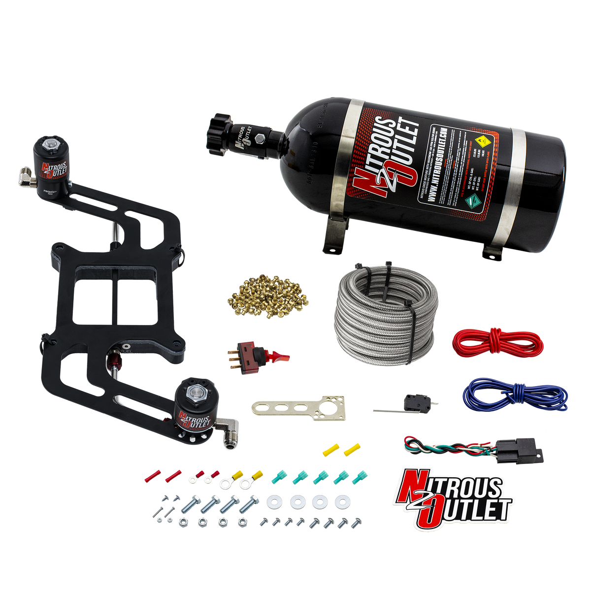 Nitrous Outlet 4150 Weekend Warrior System - Hard-line/.122 Nitrous Solenoid/.177 Fuel Solenoid/Boomerang Solenoid Bracket - (Gas/E85)(5-55 psi)(50-350 HP)(No Bottle)