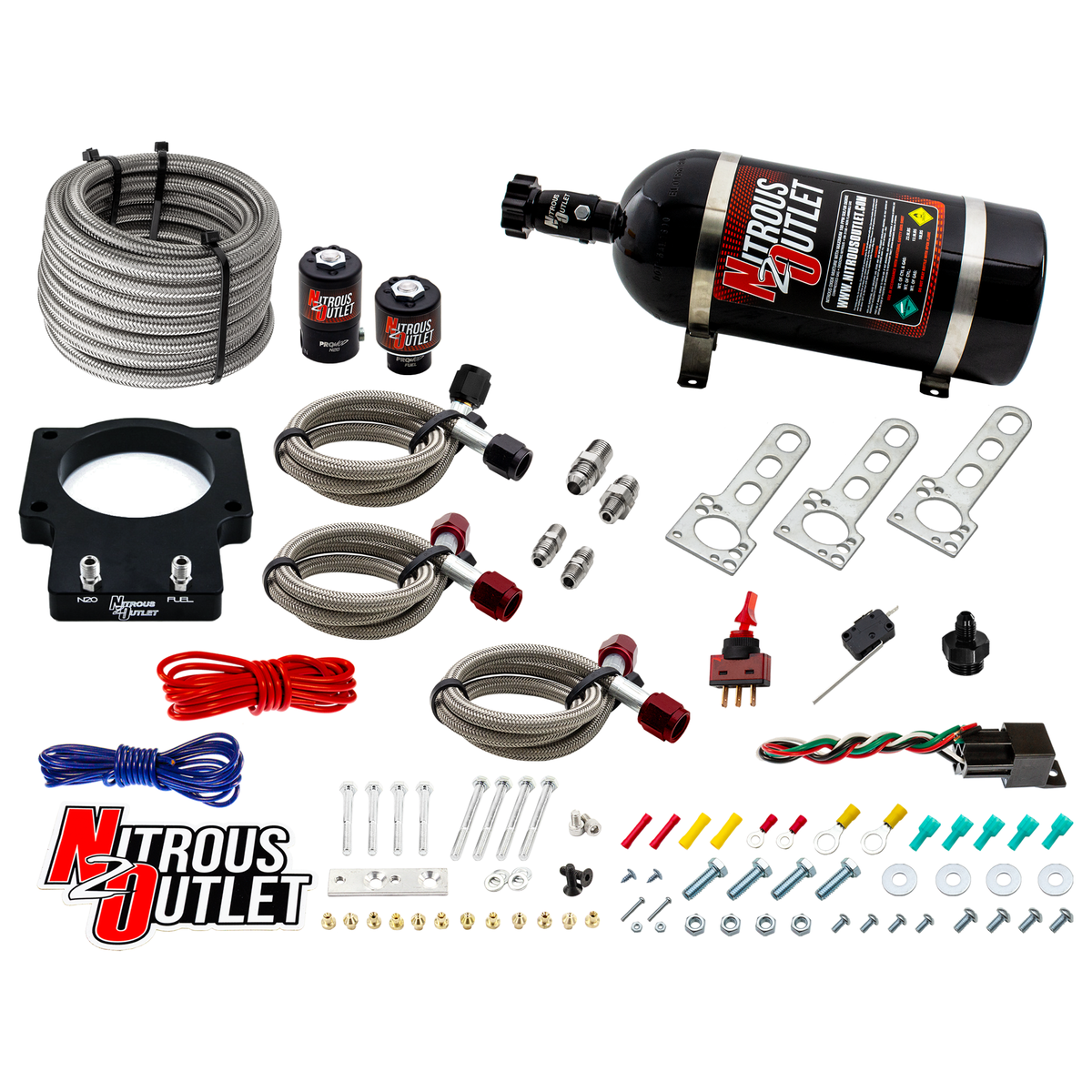 Nitrous Outlet GM 92mm LSX Plate System - Gas/E85 (5-55psi)(50-200HP)(No Bottle)(1997-2004 Corvette Requires Part # 00-42000)