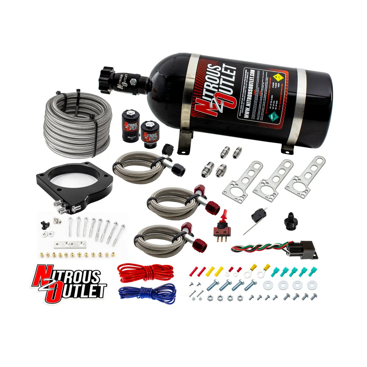Nitrous Outlet GM 102mm LSX Truck Plate System - Gas/E85 (5-55psi)(50-200HP)(12lb Bottle)