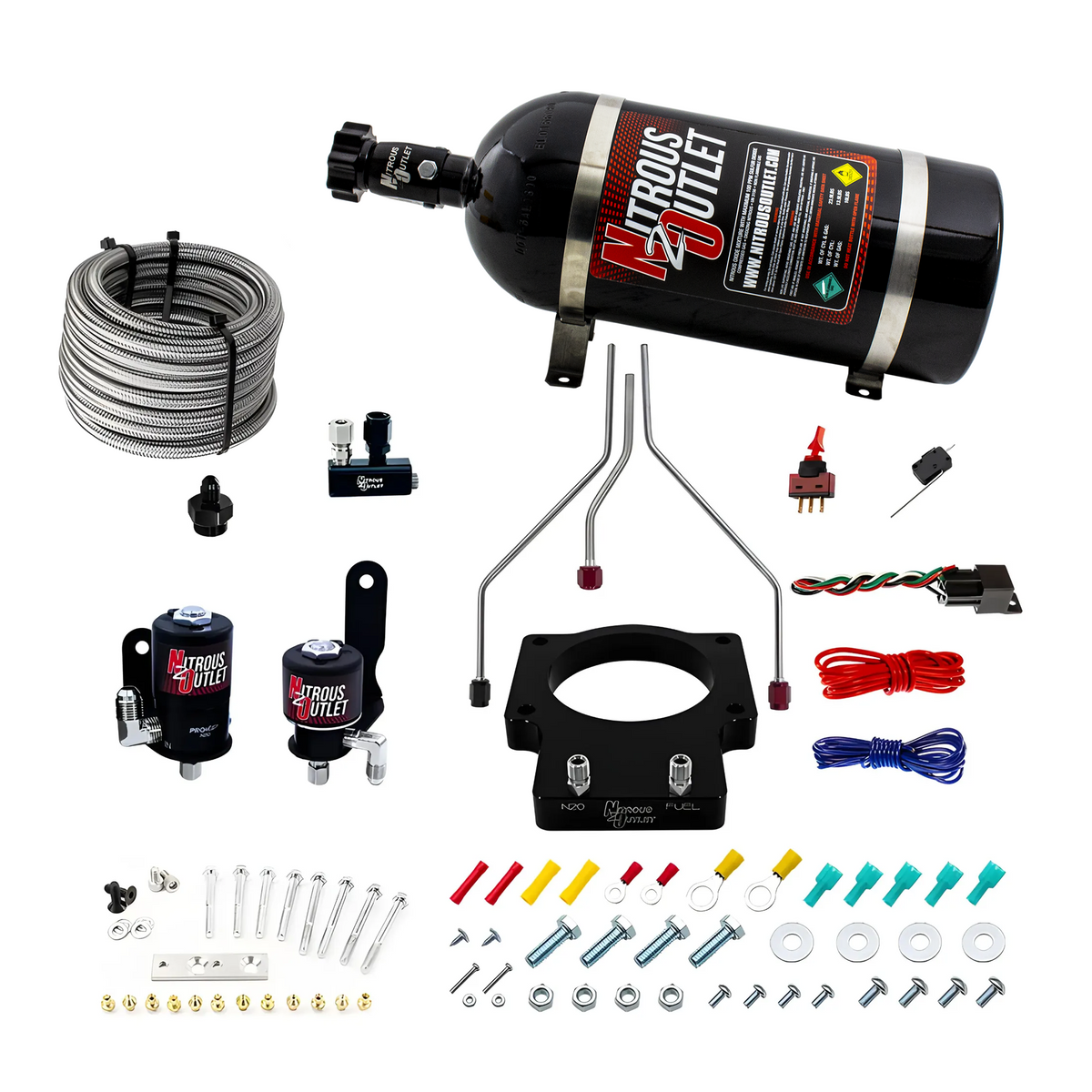 Nitrous Outlet GM/Pontiac 90mm Fast Intake 1998-2002 Camaro/Firebird Hard-line Plate System - Gas/E85 (5-55psi)(50-200HP)(15lb Bottle)