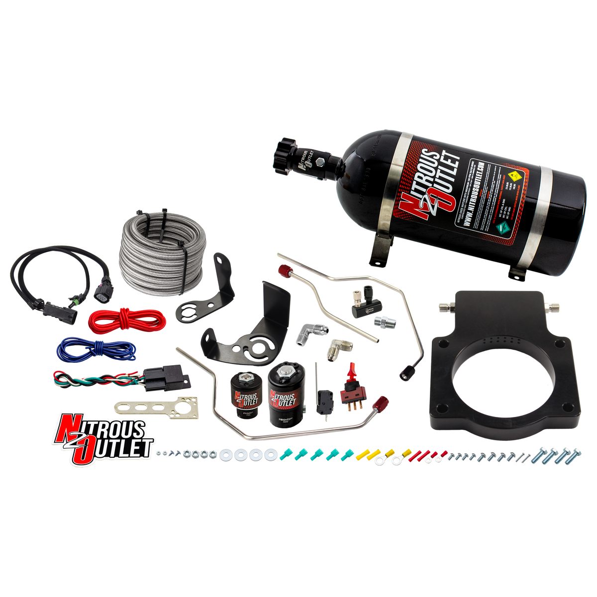 Nitrous Outlet GM 90mm 2010-2015 Camaro Hard-line Plate System - Gas/E85 (5-55psi)(50-200HP)(12lb Bottle)