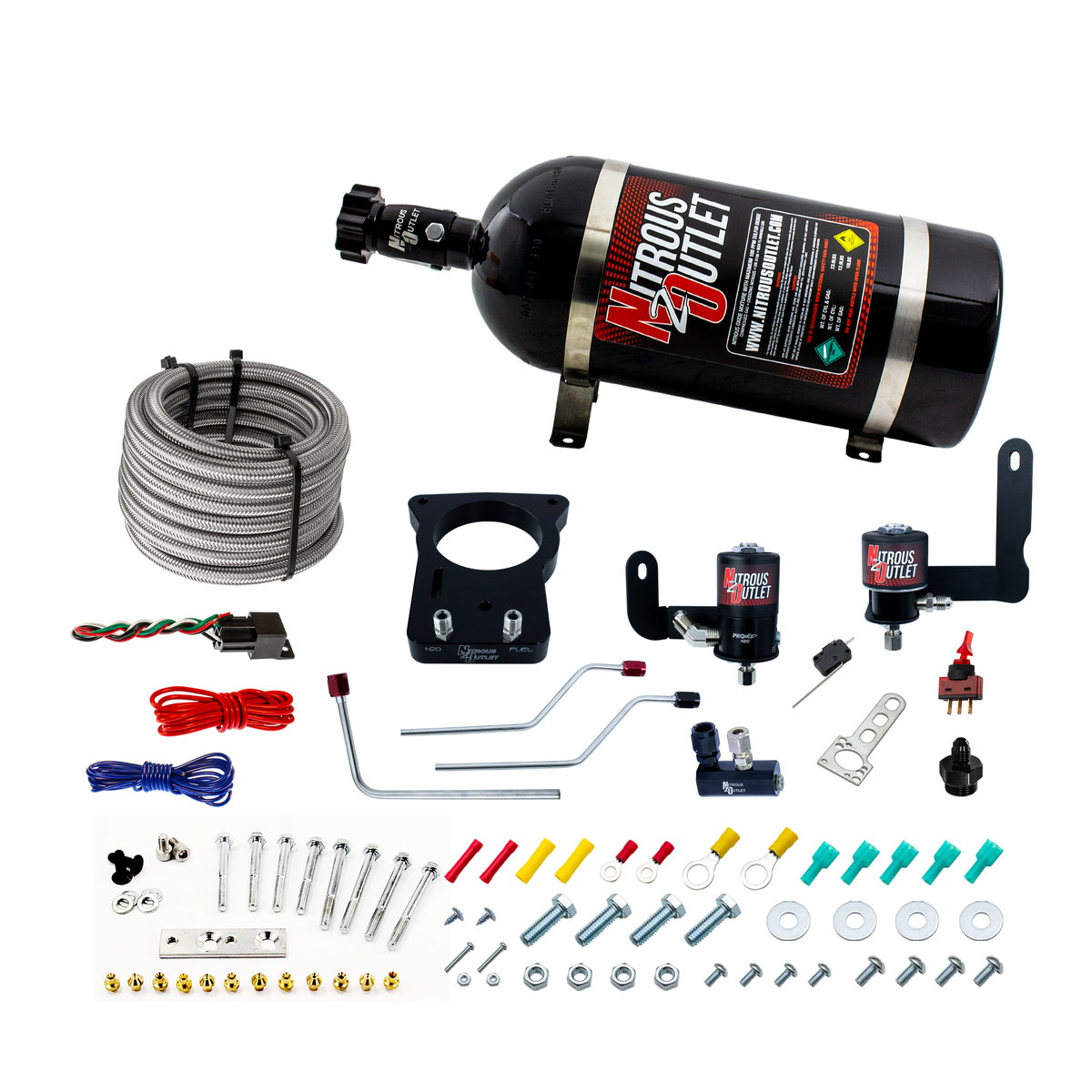 Nitrous Outlet Pontiac 78mm 2004 GTO Hard-line Plate System - Gas/E85 (5-55psi)(50-200HP)(12lb Bottle)