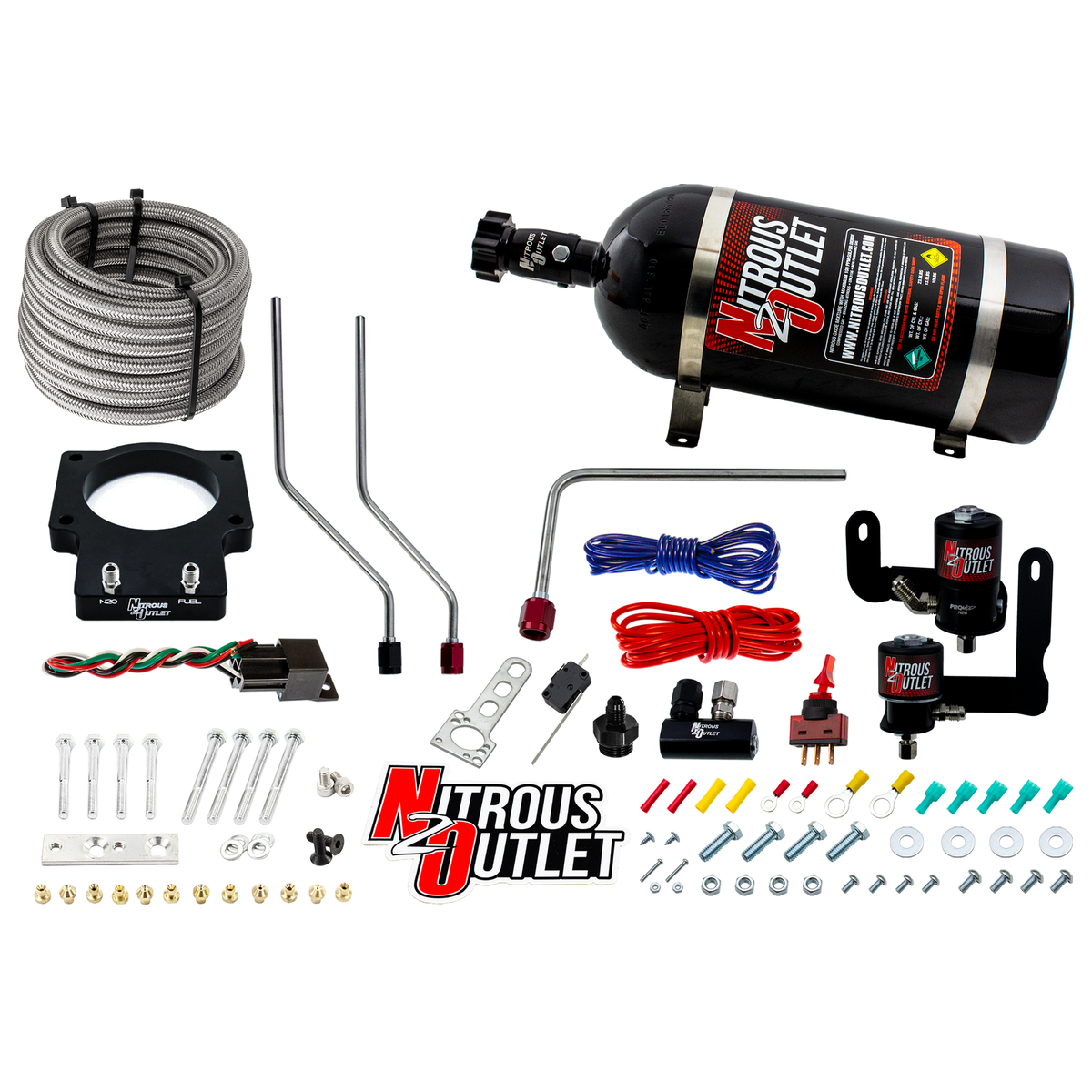 Nitrous Outlet GM 90mm 2008-2013 C6 LS3 Corvette Hard-line Plate System - Gas/E85 (5-55psi)(50-200HP)(No Bottle)