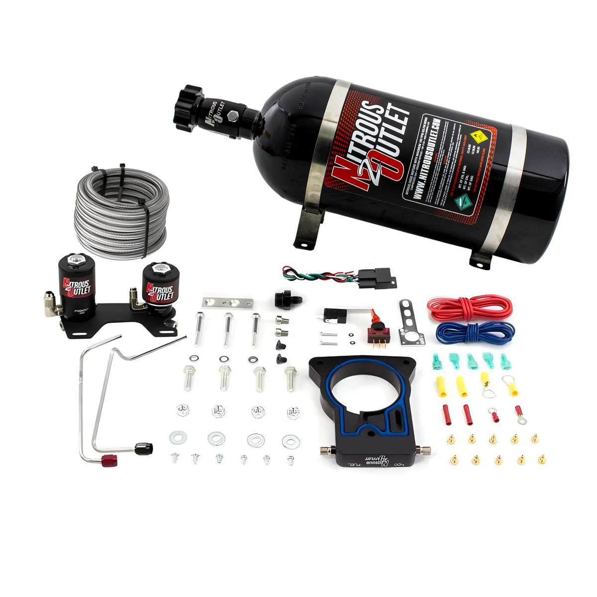 Nitrous Outlet GM 78mm 1999-2007 Classic Truck Hard-line Plate System - Gas/E85 (5-55psi)(50-200HP)(12lb Bottle)