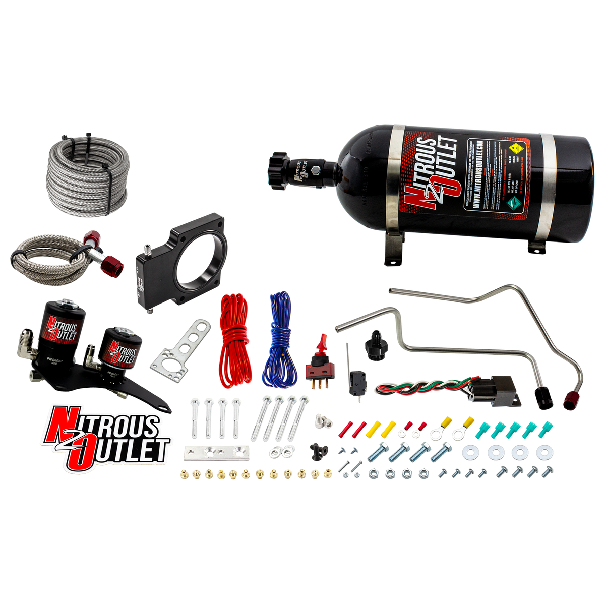 Nitrous Outlet GM 90mm 2007-2013 Truck Hard-line Plate System - Gas/E85 (5-55psi)(50-200HP)(12lb Bottle)