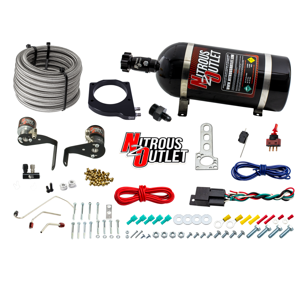 Nitrous Outlet GM 102mm Fast Intake Hard-line Plate System  - Factory Fuel Rails/ Fuel Hard-line Requires Fabrication/2006-2019 Corvette Requires K-Tech Idler Pulley Kit - Gas/E85 (5-55psi)(50-200HP)(12lb Bottle)