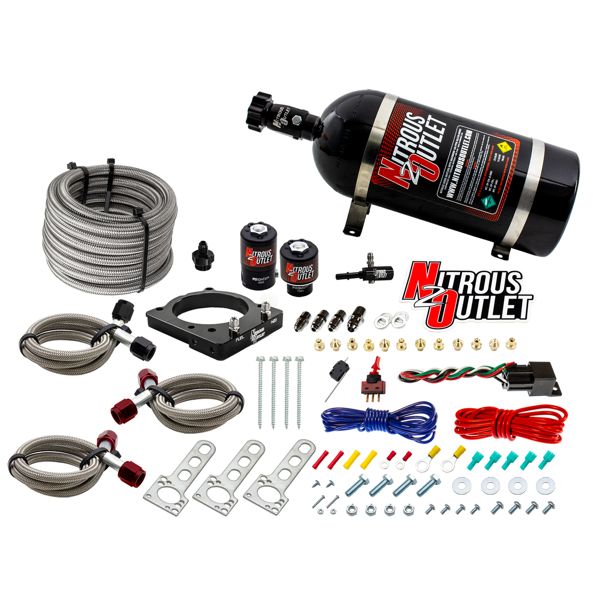 Nitrous Outlet Dodge 85mm 6.4L Hemi Plate System - Gas/E85 (5-55psi)(50-200HP)(12lb Bottle)
