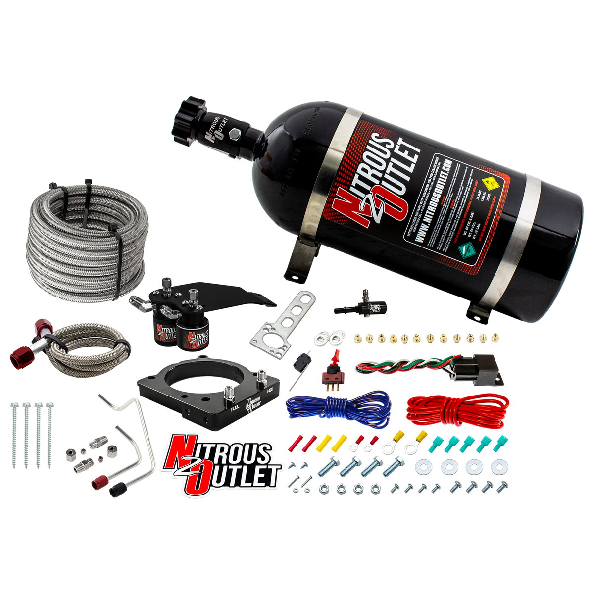 Nitrous Outlet Dodge 2011-2019 Challenger/Charger/SRT8 Jeep/2018-2019 Durango 6.4L Hemi Hardline Plate System - Gas/E85 (5-55psi)(50-200HP)(12lb Bottle)