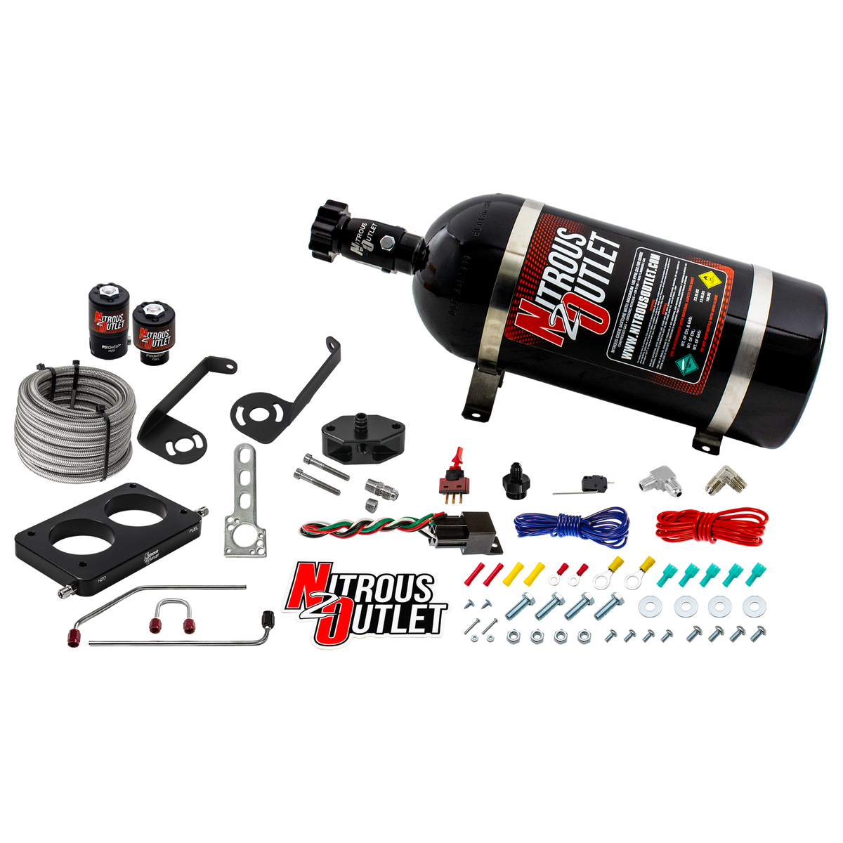 Nitrous Outlet Ford 2005-2010 4.6L 3V Mustang Hard-line Plate System - Gas/E85 (5-55psi)(50-200HP)(No Bottle)