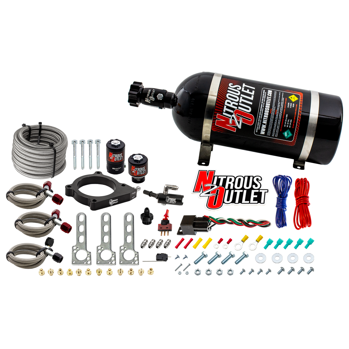 Nitrous Outlet Ford 2011-2017 5.0 Mustang/5.0 F-150 Plate System - Gas/E85 (5-55psi)(50-200HP)(15lb Bottle)