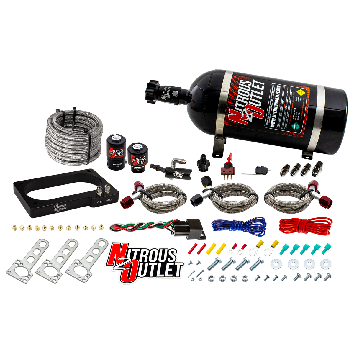 Nitrous Outlet Ford 2007-2014 GT 500 Mustang Plate System - Gas/E85 (5-55psi)(50-200HP)(12lb Bottle)