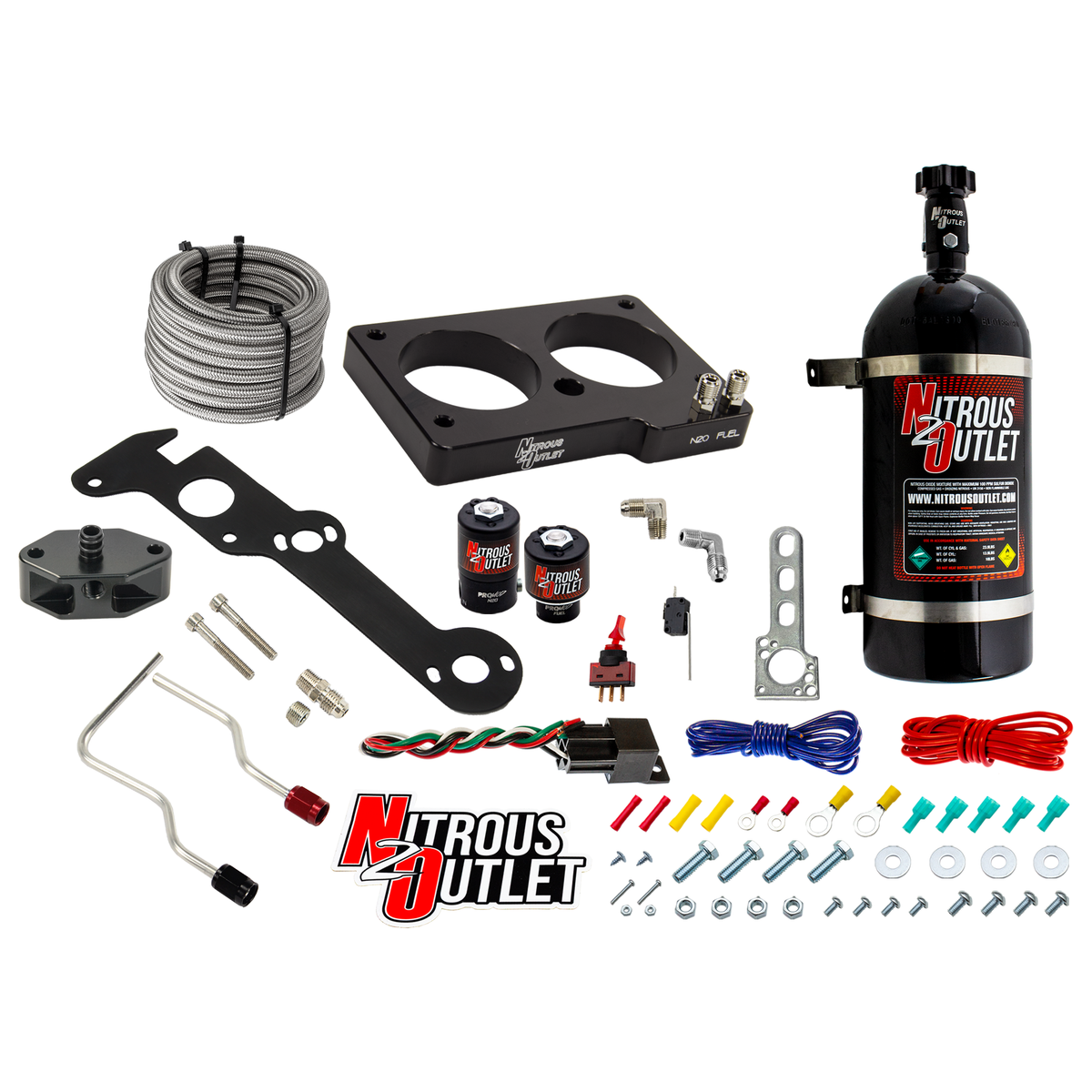 Nitrous Outlet Ford 1999-2001 Cobra, 2003-2004 Mach 1 4.6L 4V Hard-line Plate System - Gas/E85 (5-55psi)(50-200HP)(No Bottle)