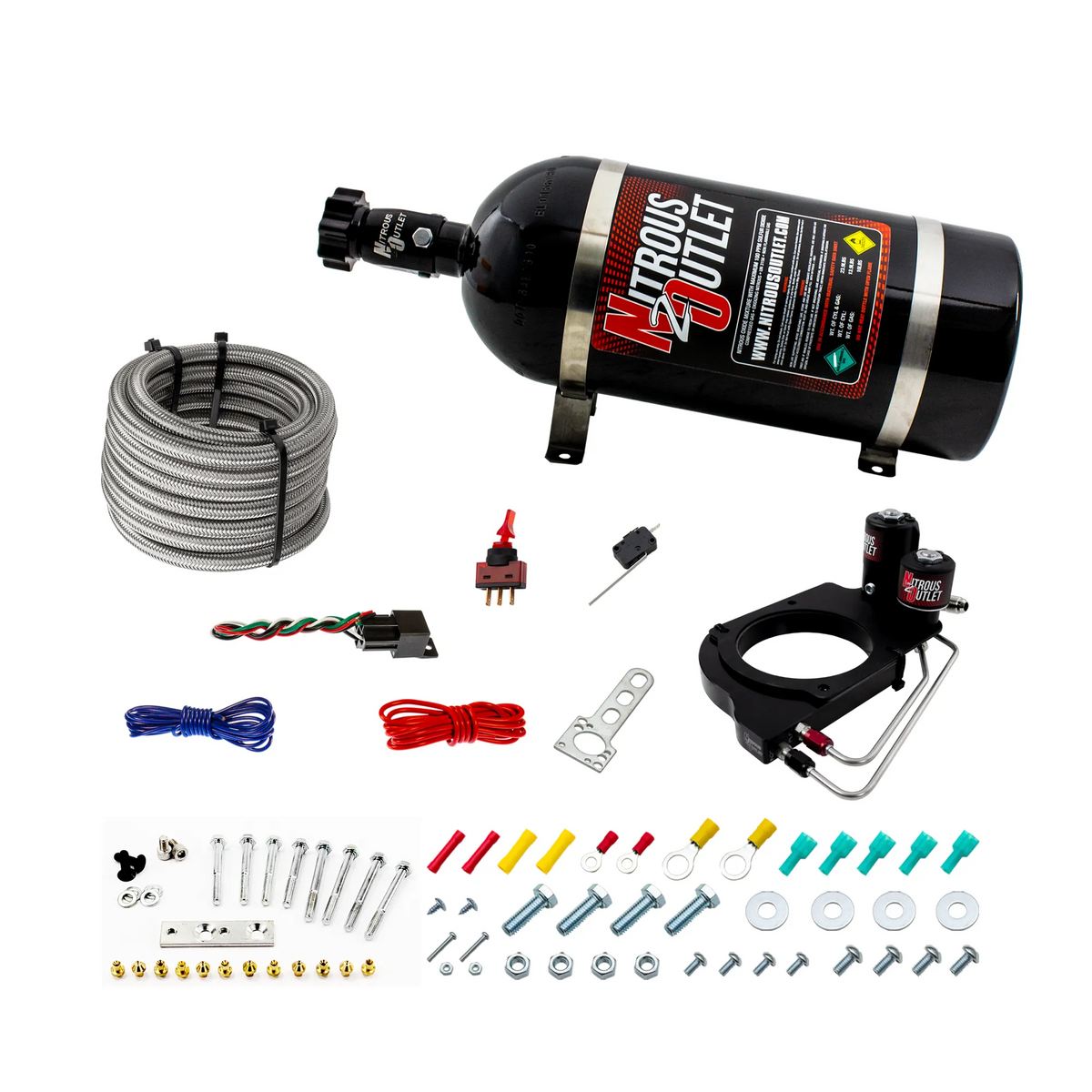 Nitrous Outlet GM Holley Hi-Ram 102mm Throttle Body Hard-line Plate Plate System - Drivers Side/Excludes Fuel Supply - Gas/E85 (5-55psi)(50-200HP)(No Bottle)