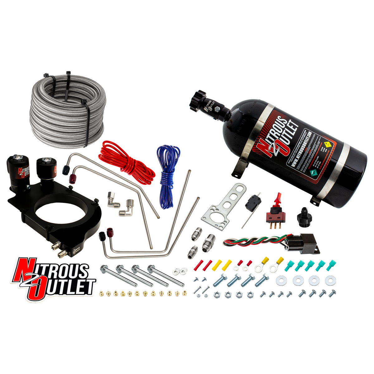 Nitrous Outlet GM Truck Holley Hi-Ram 102mm Throttle Body Hard-line Plate Plate System - Passenger Side/Excludes Fuel Supply - Gas/E85 (5-55psi)(50-200HP)(No Bottle)