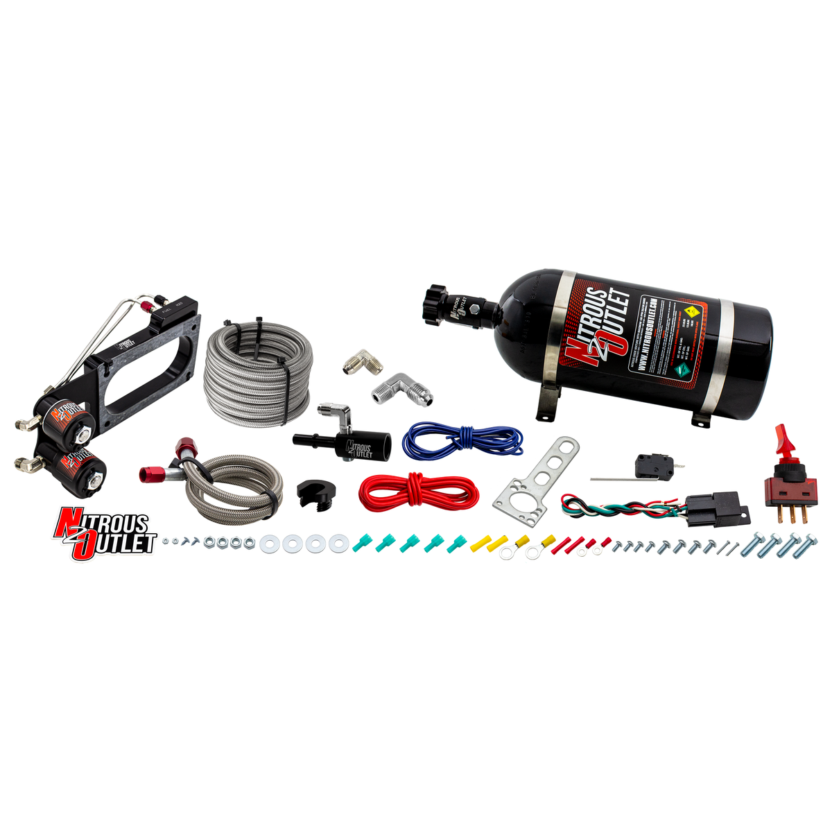 Nitrous Outlet Ford Cobra Jet Intake 2011-2019 Mustang Hard-line Plate System - Gas/E85 (5-55psi)(50-200HP)(No Bottle)