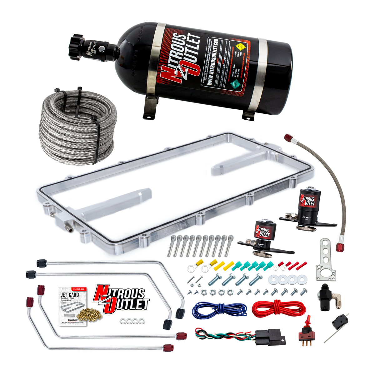 Nitrous Outlet GM BTR Equalizer 1 LS1/LS2 Spacer Plate Plate System - Gas/E85 (5-55 psi)(50-200hp)(12lb Bottle)