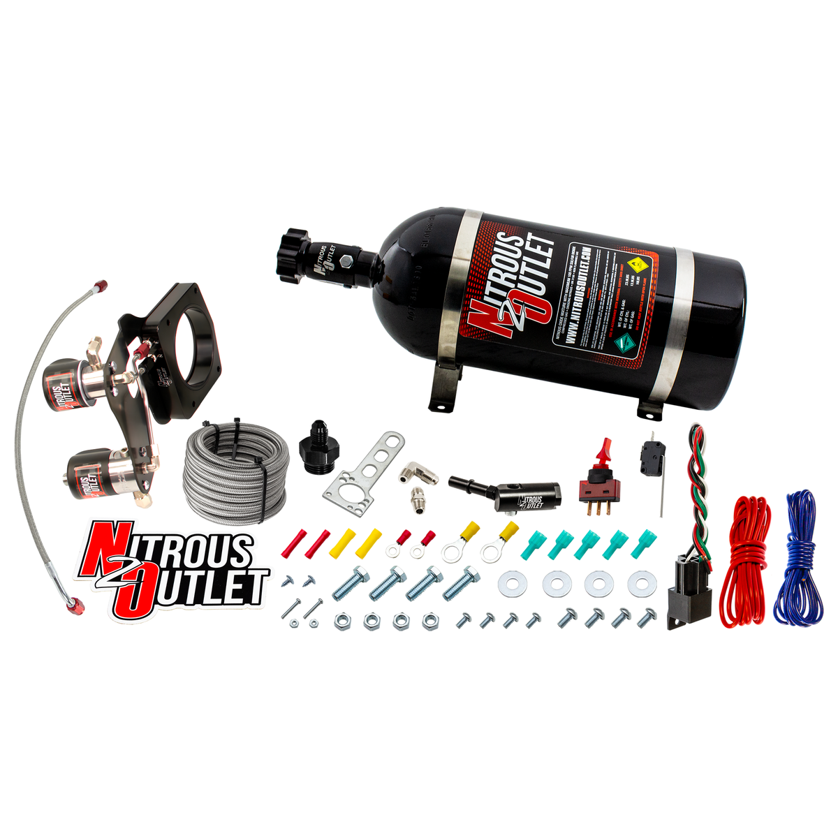 Nitrous Outlet GM 2014-2019 5.3L/L83 Truck 83mm Hard-line Plate System - Gas/E85 (5-55psi)(50-200HP)(15lb Bottle)