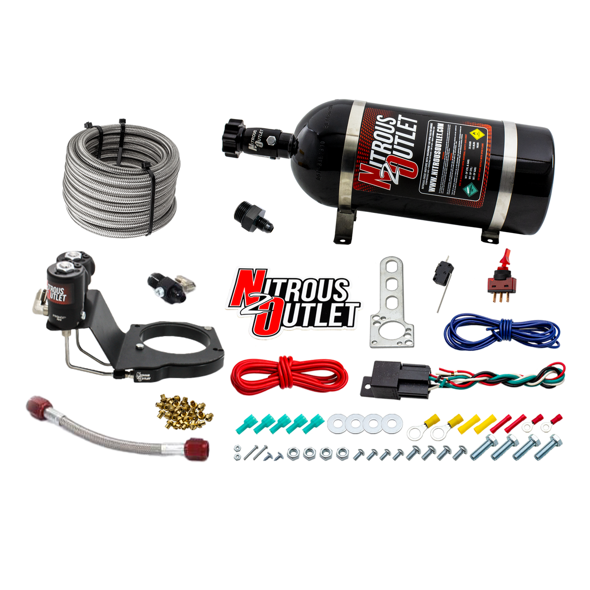 Nitrous Outlet GM 2003-2013 FAST 102mm Truck Intake Hard-line Plate System - Gas/E85 (5-55psi)(Aftermarket Fuel Rails)(50-200HP)(No Bottle)