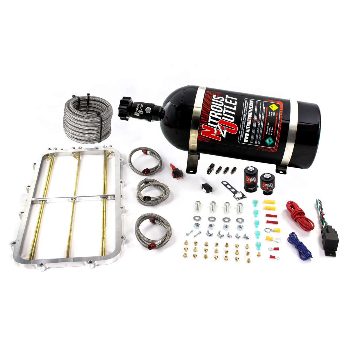 Nitrous Outlet GM Holley Hi-Ram Single Stage Intake Spacer Plate System - Gas/E85 (5-55psi)(50-300HP)(No Bottle)