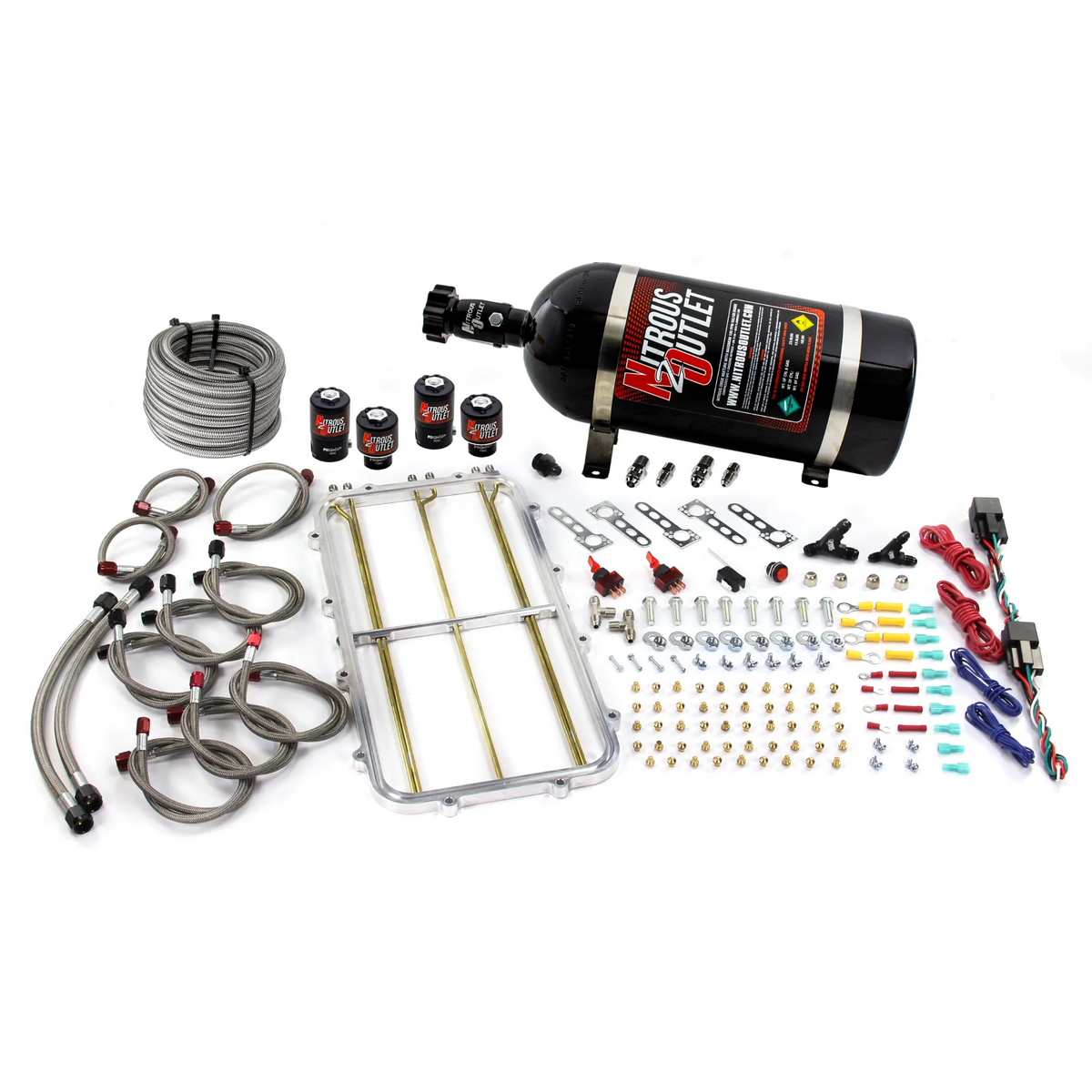 Nitrous Outlet GM Holley Hi-Ram Dual Stage Intake Spacer Plate System - Gas/E85 (5-55psi)(50-300HP)(No Bottle)