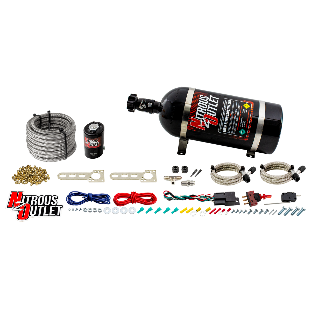 Nitrous Outlet Universal EFI Dry Dual Nozzle System (70-200HP)(15lb Bottle)