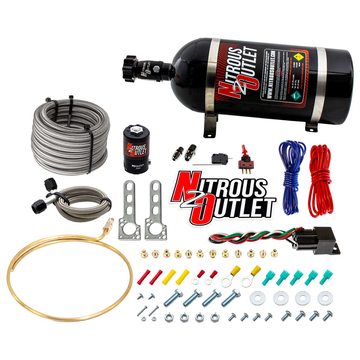 Nitrous Outlet Universal EFI Dry Large Distribution Ring System (35-200HP)(12lb Bottle)