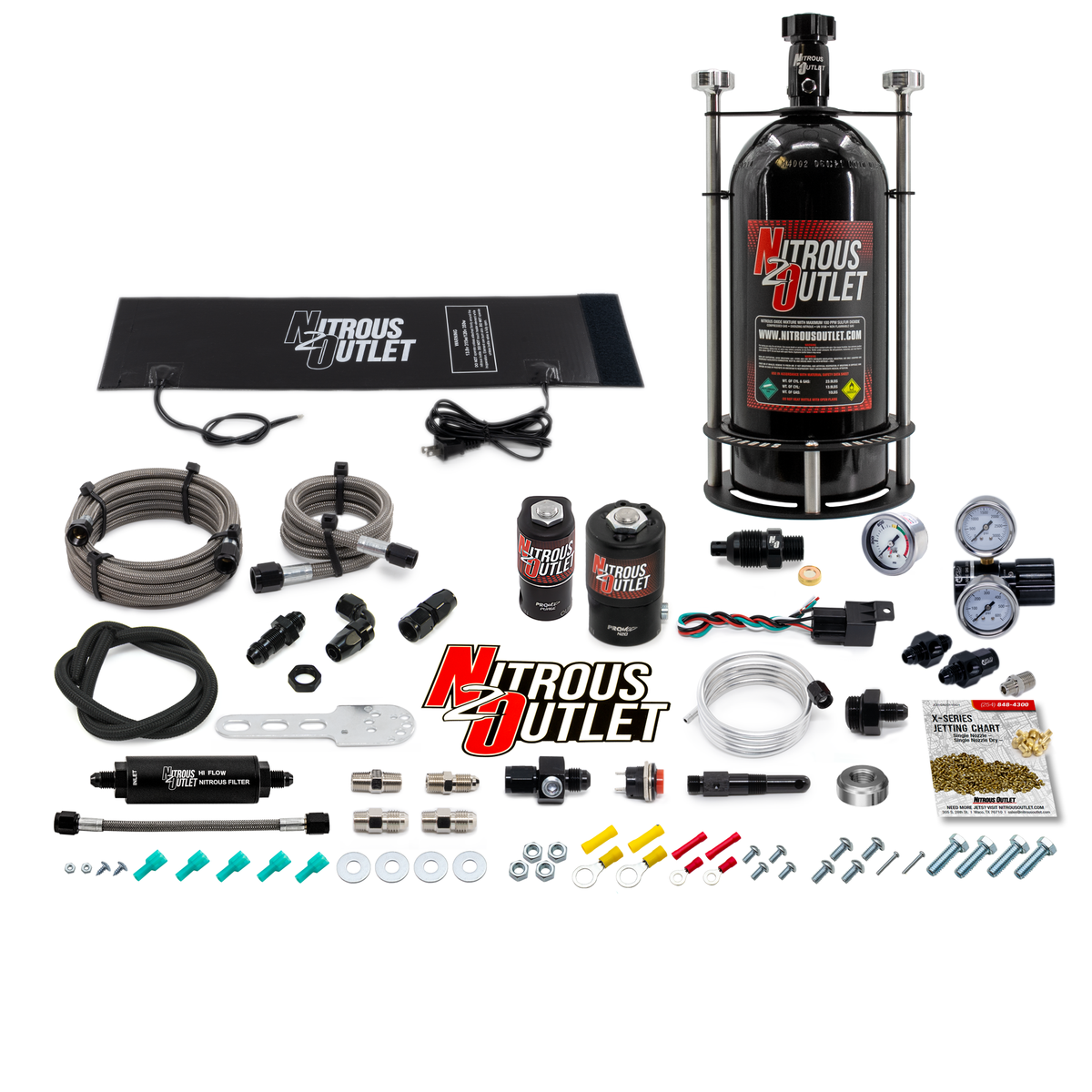Nitrous Outlet Level 2 Dry Single Nozzle Boost-N-Juice System Package (35-300 HP)(Vertical Mount)(5lb Bottle)