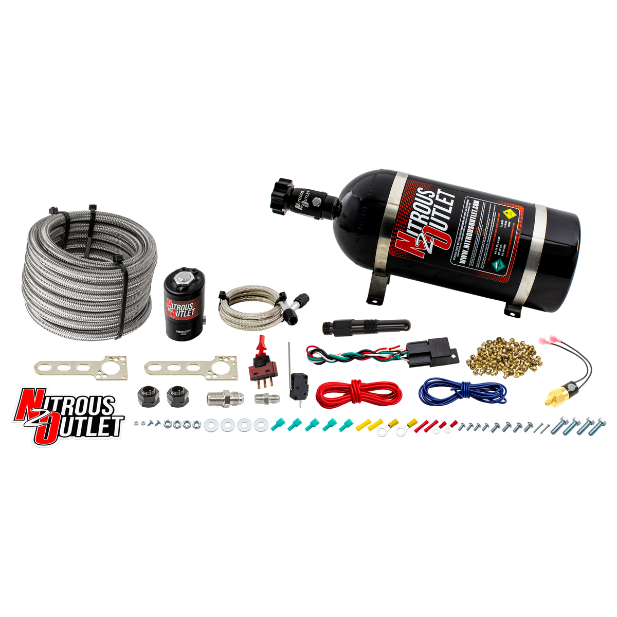 Nitrous Outlet Universal Diesel Dry Single Nozzle System (35-200HP)(15lb bottle)