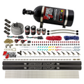 Nitrous Outlet 6 Cylinder Dual Stage Direct Port System - Two .122 Nitrous Solenoids/Two .177 Fuel Solenoids/Distribution Blocks/90 Degree Discharge Nozzles (Alcohol)(5-7-10 psi)(75-375HP)(15lb Bottle)