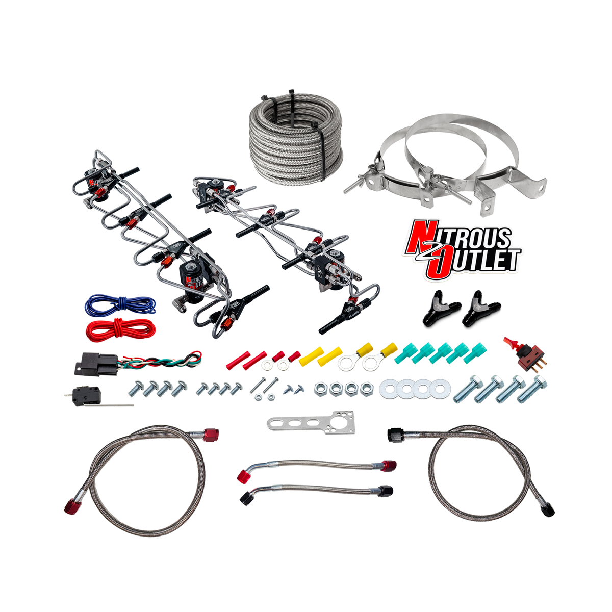 Nitrous Outlet 8 Cylinder Wet Direct Port System - Kong Gen3 LSA/LS9 Billet Supercharger Lid (10lb Bottle)