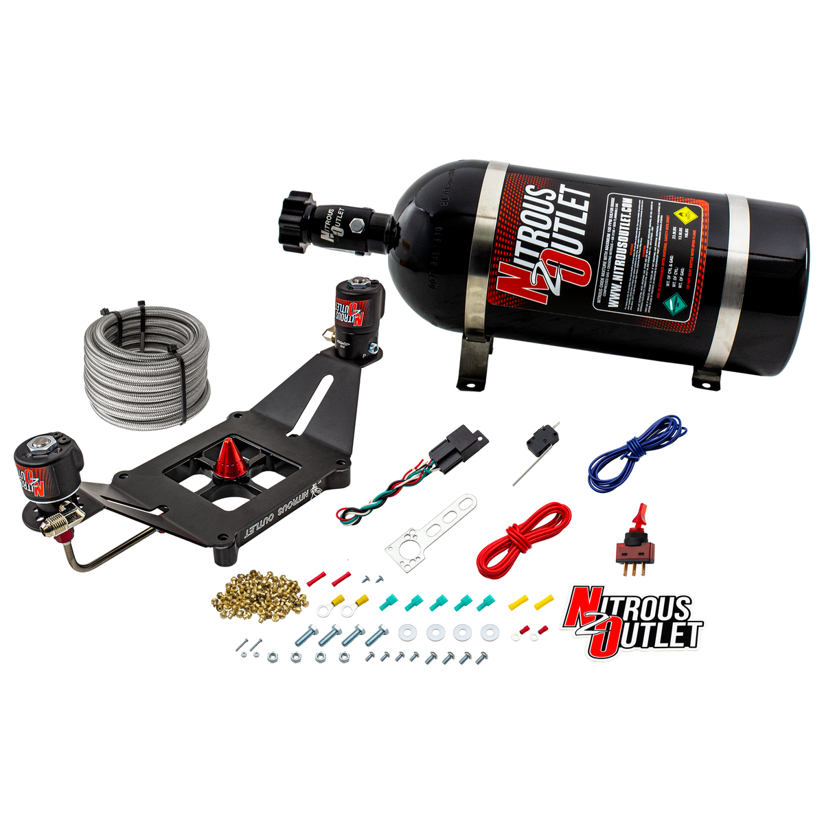Nitrous Outlet 4150 Stinger 2 System - Hard-line/.122 Nitrous Solenoid/.177 Fuel Solenoid/Deep Break Solenoid Bracket/Solenoids Mount Upside Down - (Gas/E85)(5-55 psi)(50-500 HP)(No Bottle)