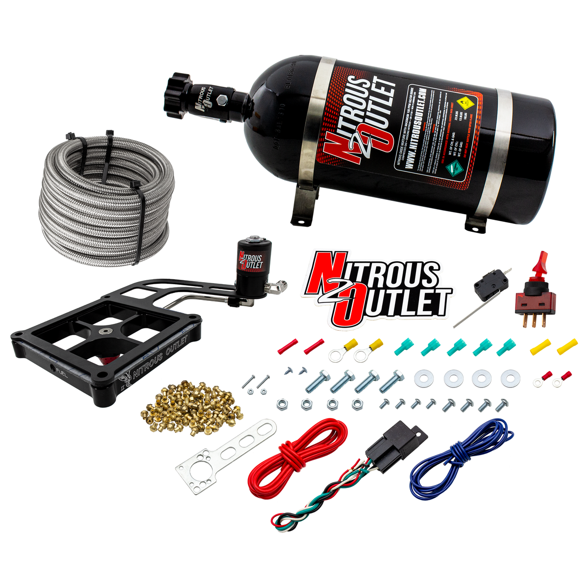 Nitrous Outlet 4500 Stinger 2 Dry System - Hard-line/.122 Nitrous Solenoid/Boomerang Solenoid Bracket - (50-500 HP)(12lb Bottle)
