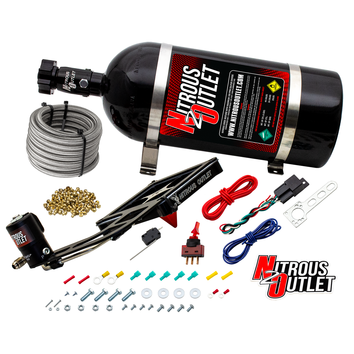 Nitrous Outlet 4500 Stinger 4 Dry System - Hard-line/.122 Nitrous Solenoid/Boomerang Solenoid Bracket - (50-500 HP)(No Bottle)