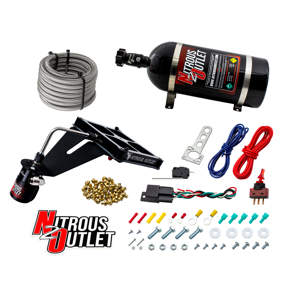 Nitrous Outlet 4500 Stinger 2 Dry System - Hard-line/.122 Nitrous Solenoid/Deep Break Solenoid Bracket/Solenoids Mount Upside Down - (50-500 HP)(No Bottle)