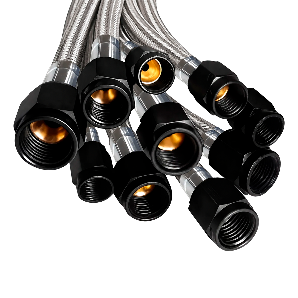 Nitrous Outlet 12" 4AN-3AN Race Stainless Braided Hose (Black B-Nuts)
