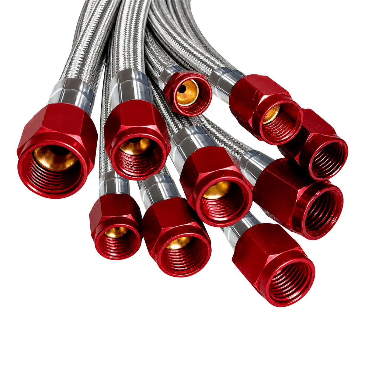 Nitrous Outlet 24" 4AN-3AN Race Stainless Braided Hose (Red B-Nuts)