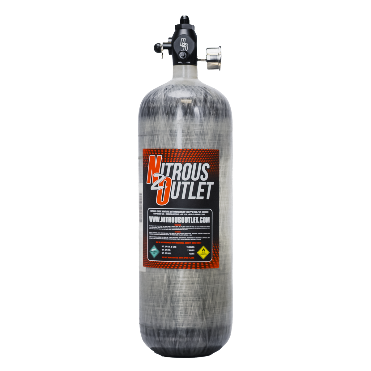 Nitrous Outlet 12lb PowerFlow Max Race Ready Nitrous Bottle - .512 ID Ball Valve
