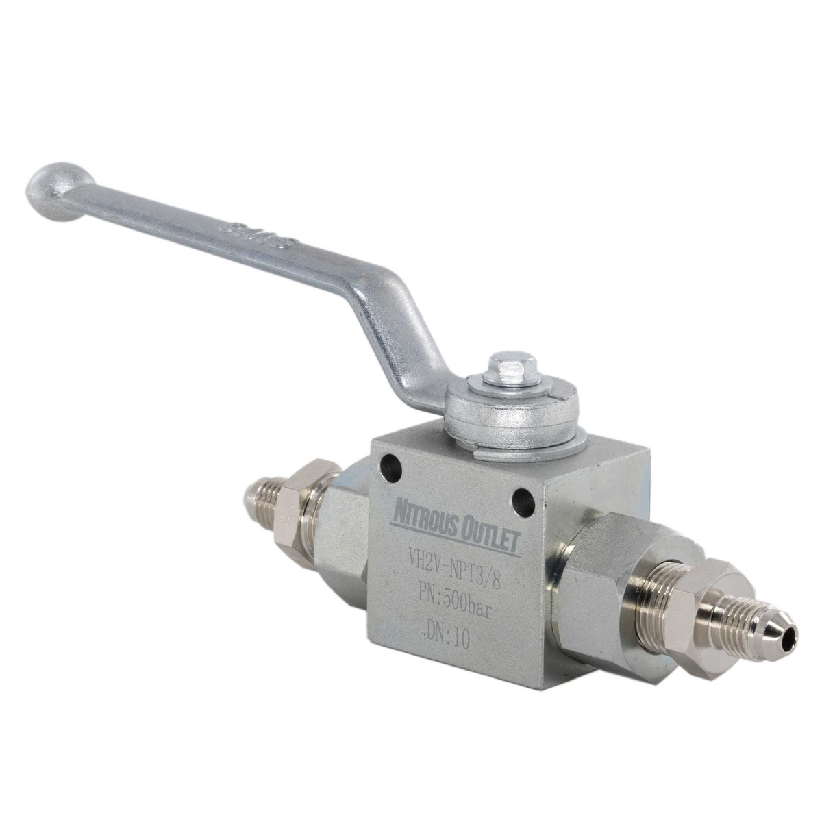 Nitrous Outlet Stainless Steel Inline Shut Off Ball Valve â€“ 7,250 PSI / 8AN Fittings